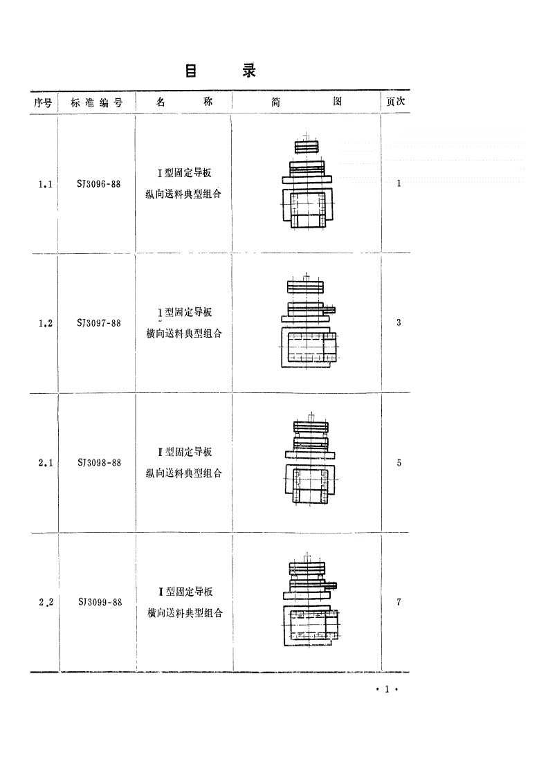 SJ 3096-1988 冷冲模 Ⅰ型固定导板纵向送料典型组合-第2页