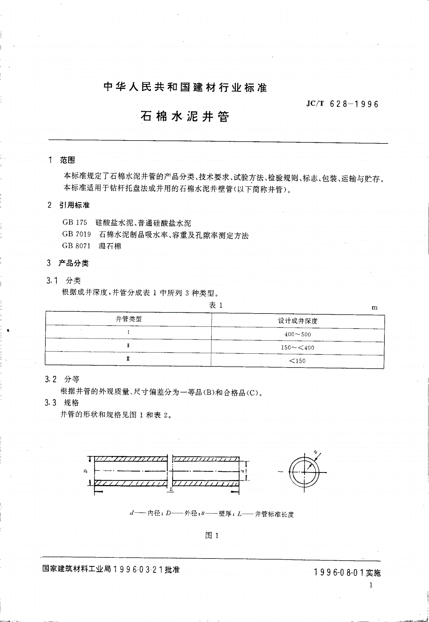JC/T 628-1996 石棉水泥井管-第2页