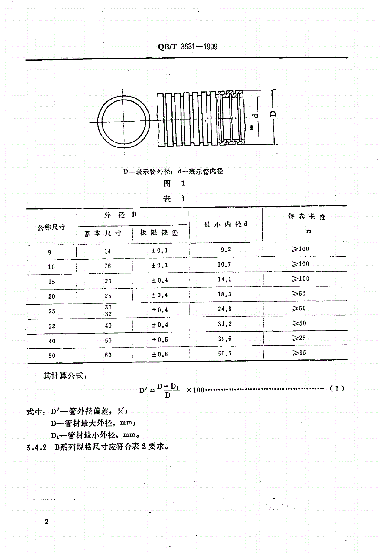QB/T 3631-1999 聚氯乙烯塑料波纹电线管-第3页