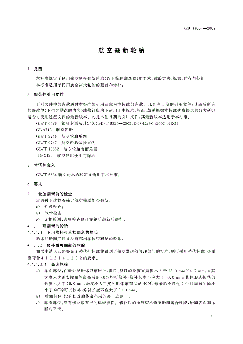 GB/T 13651-2009 航空翻新轮胎-第3页