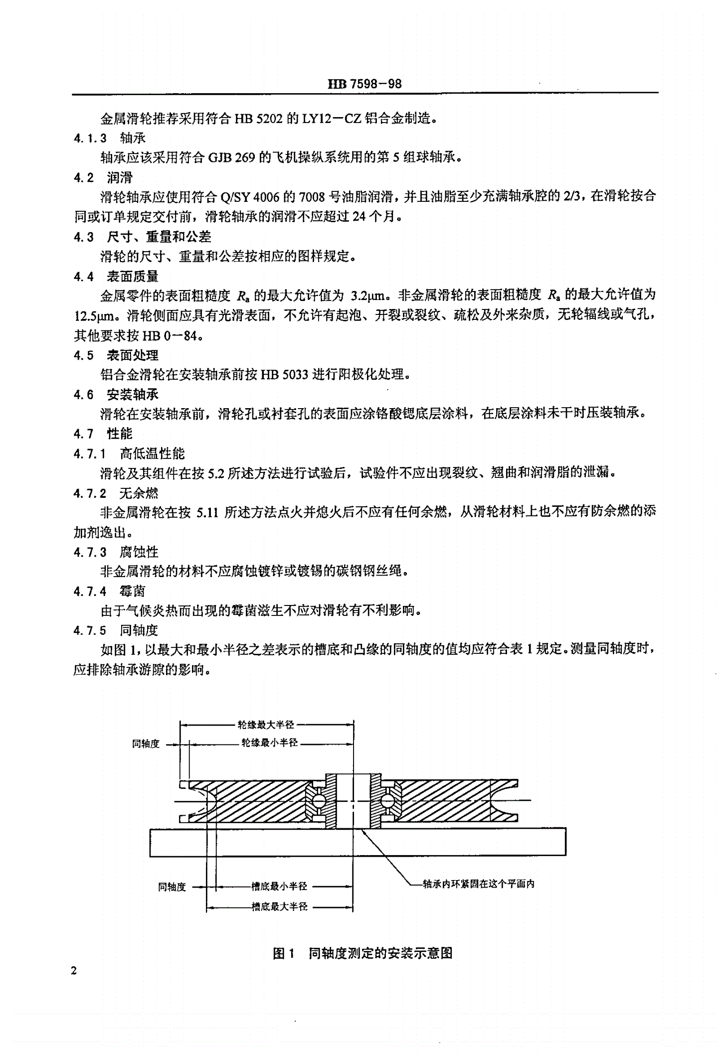 HB 7598-1998 飞机操纵滑轮通用规范-第3页