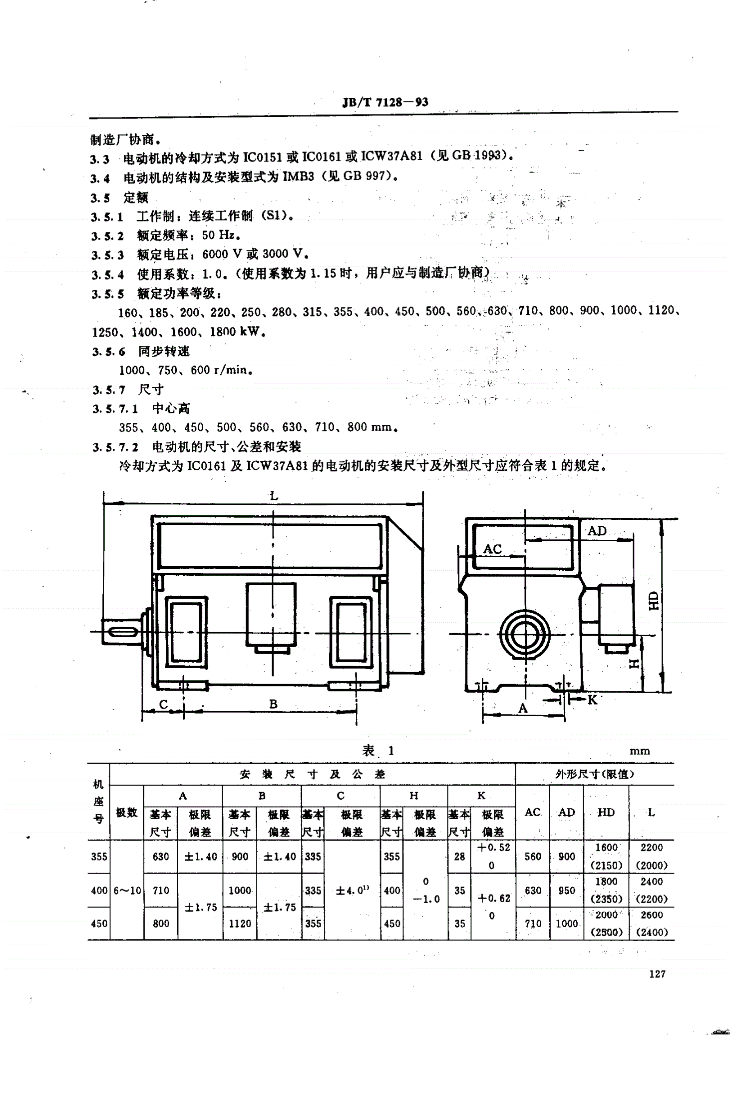 JB/T 7128-1993 YTM、YHP、YMPS系列磨煤机用三相异步电动机技术条件-第2页