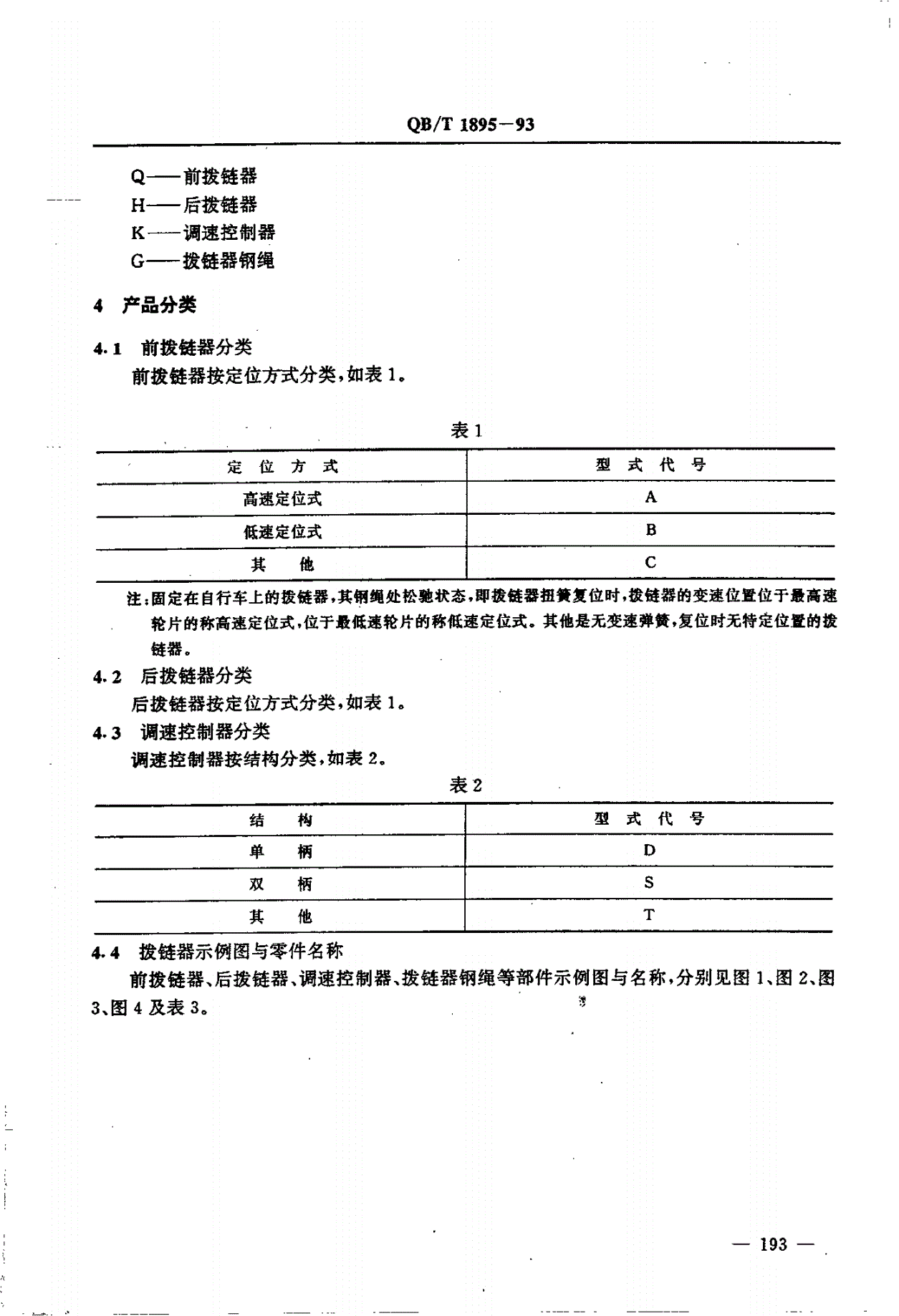 QB/T 1895-1993 自行车 拨链器-第2页
