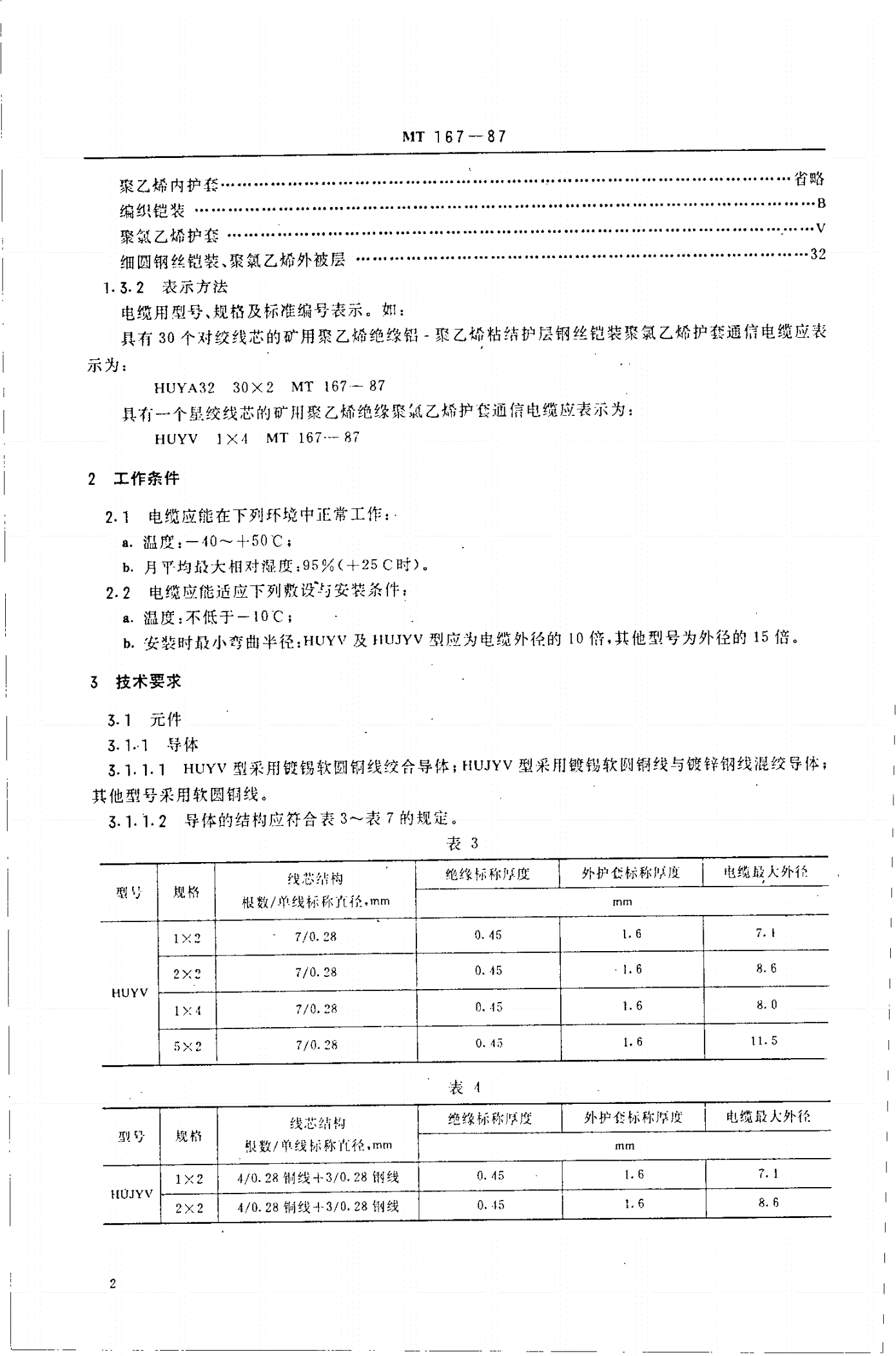 MT/T 167-1987 矿用聚乙烯绝缘聚氯乙烯护套通信电缆-第3页