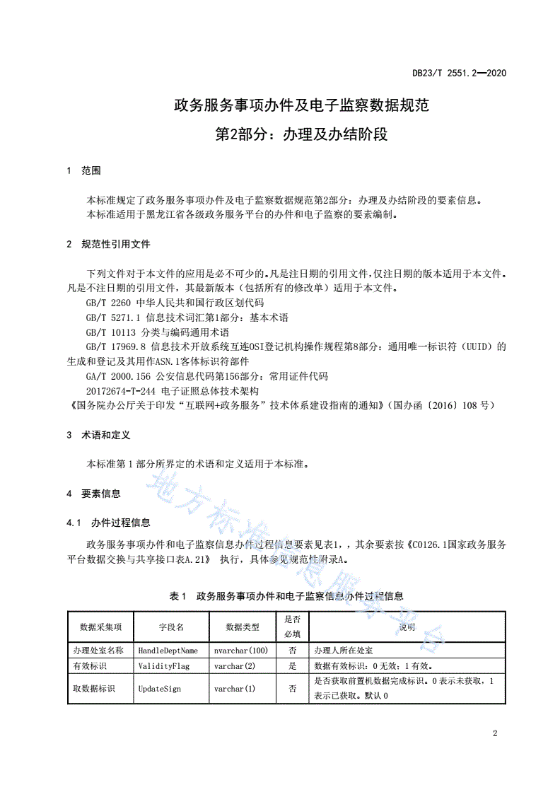 DB23/T 2551.2-2020 政务服务事项办件及电子监察数据规范第2部分：办理及办结阶段-第3页