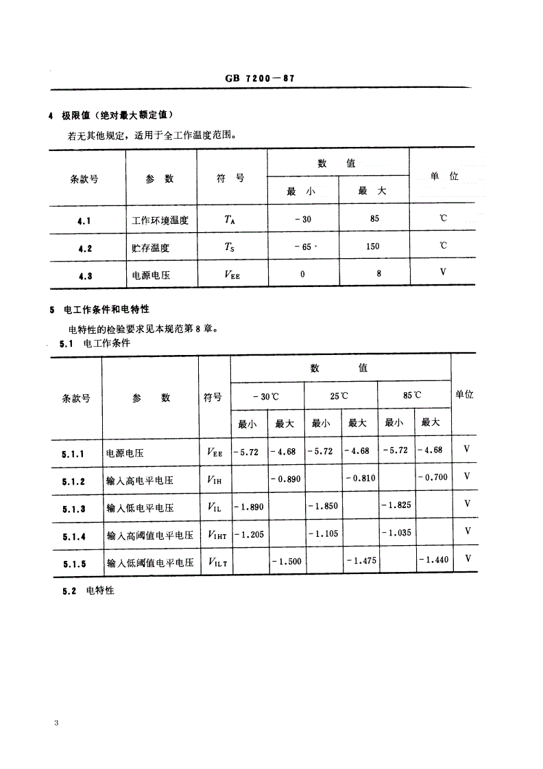 SJ/T 10843-1996 电子元器件详细规范 半导体集成电路ＣＥ１０１０５型ＥＣＬ三２，３，２输入或／或非门（可供认证用）-第3页