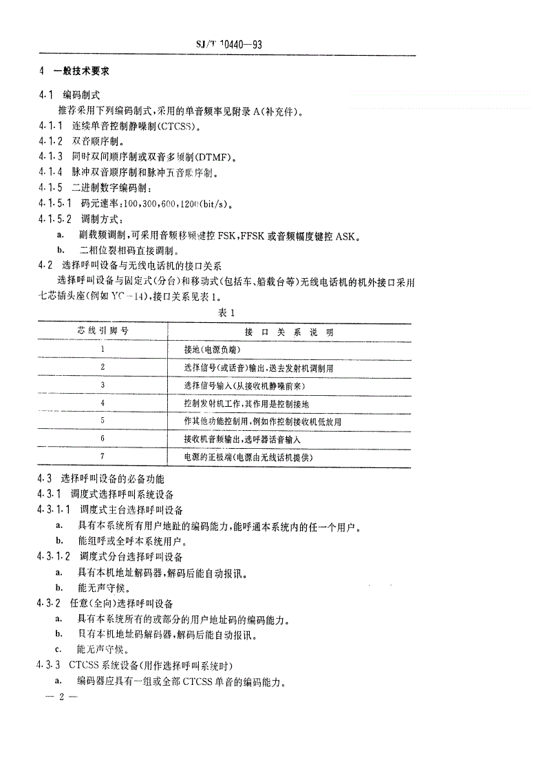 SJ/T 10440-1993 移动通信选择呼叫设备技术要求-第3页