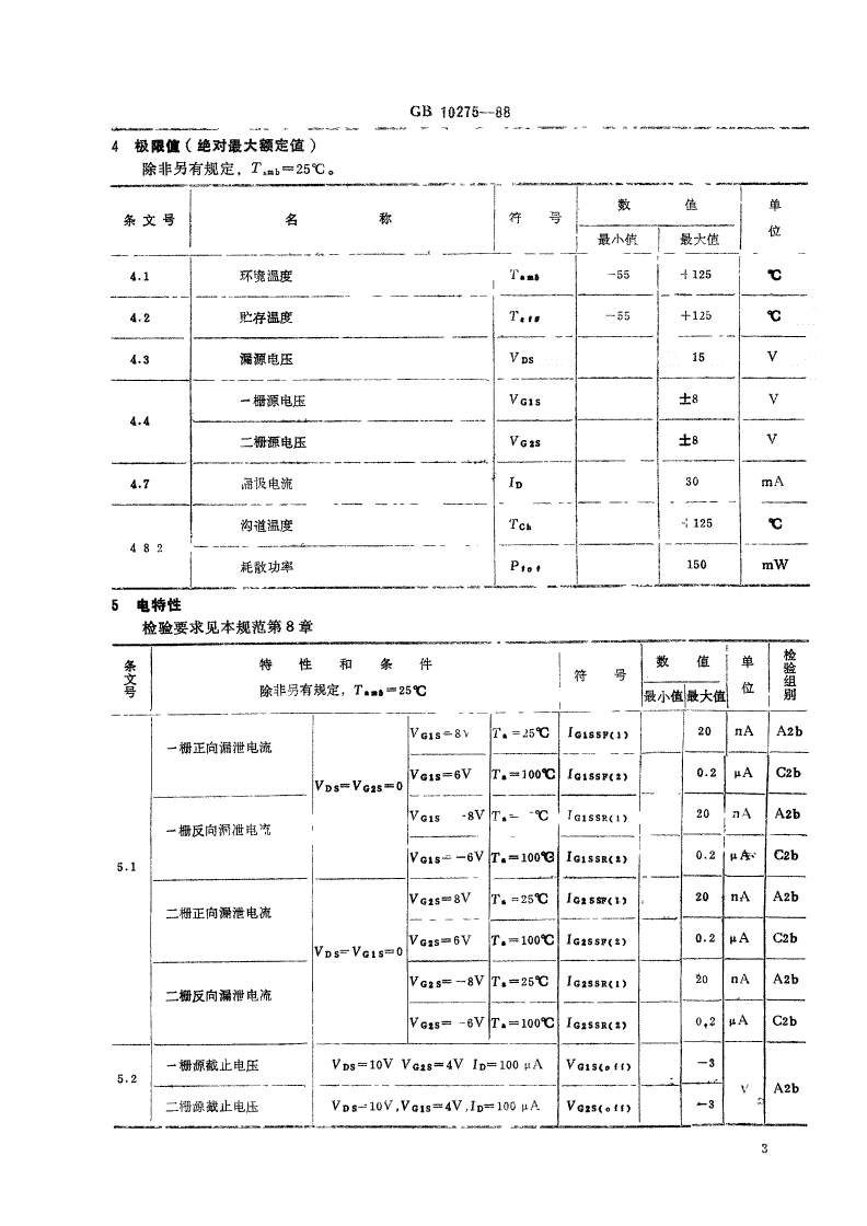 SJ/T 11056-1996 电子元器件详细规范 ４ＣＳ１１９１型硅高频双绝缘栅场效应晶体管（可供认证用）-第3页