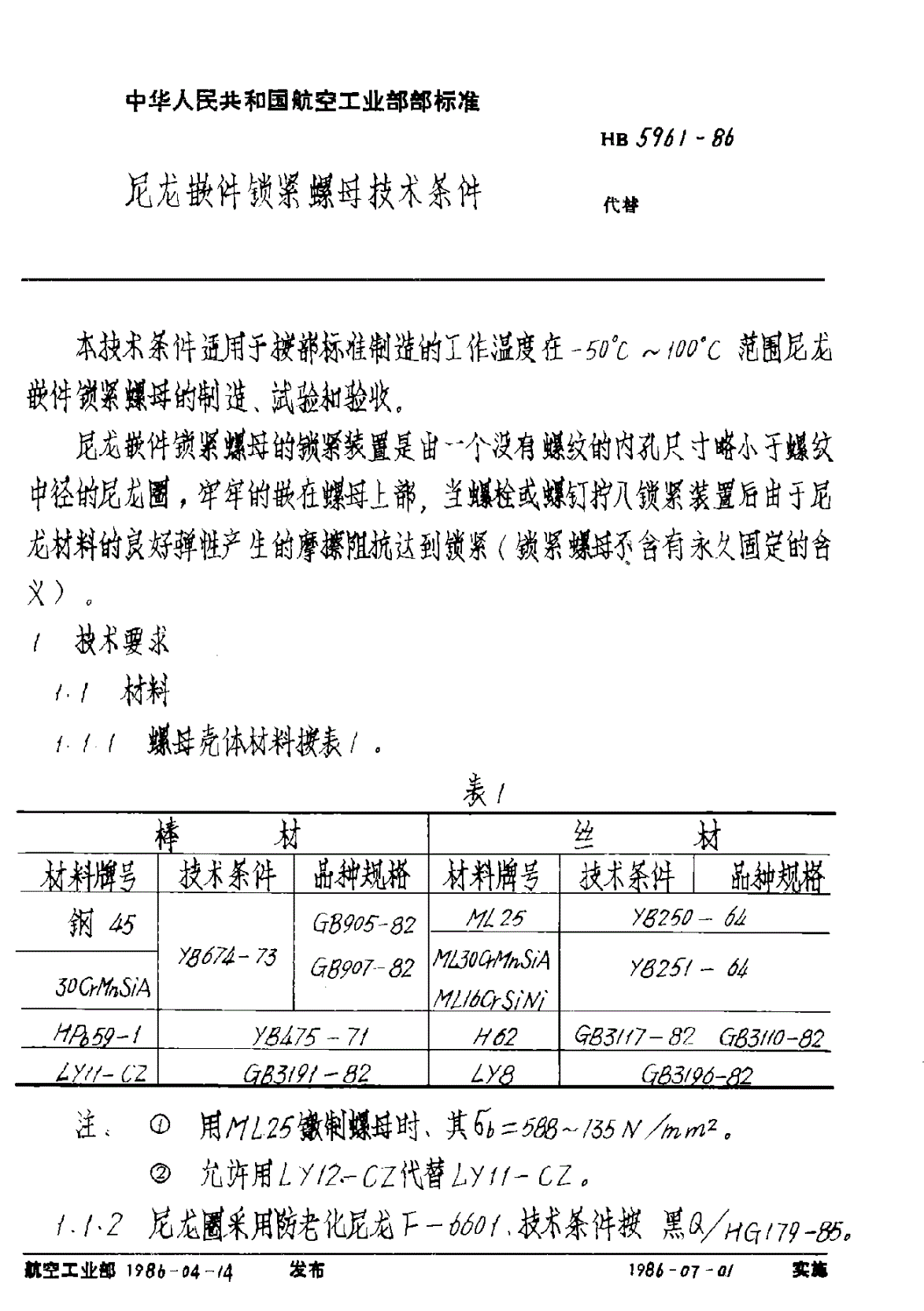 HB 5961-1986 尼龙嵌件锁紧螺母技术条件-第2页