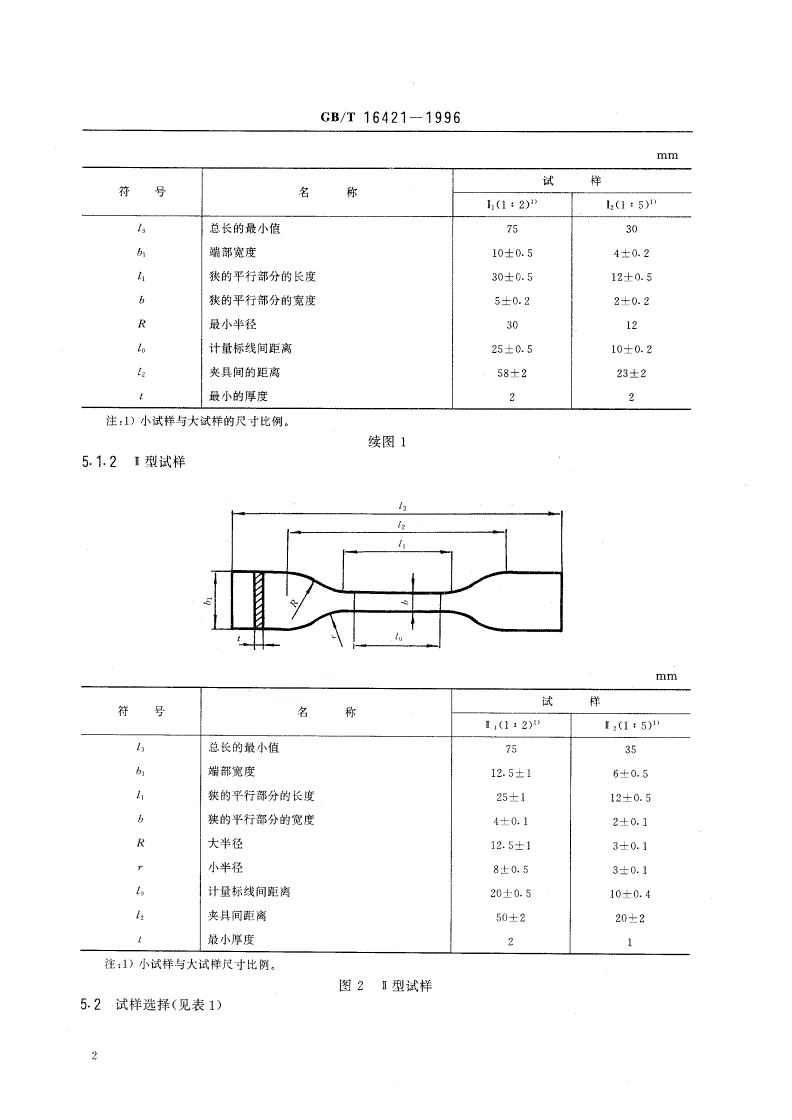 GB/T 16421-1996 塑料拉伸性能小试样试验方法-第3页