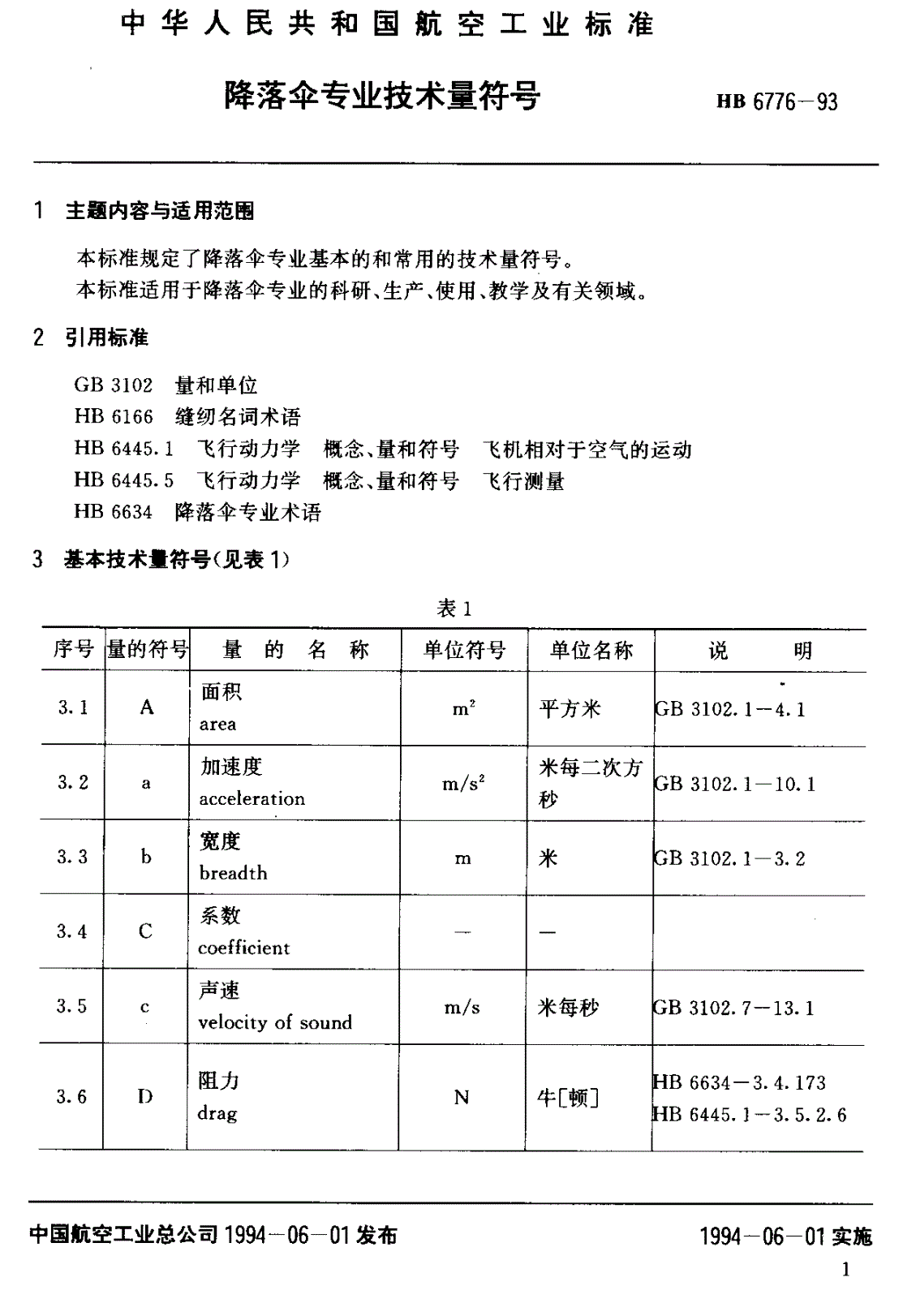 HB 6776-1993 降落伞专业技术量符号-第3页