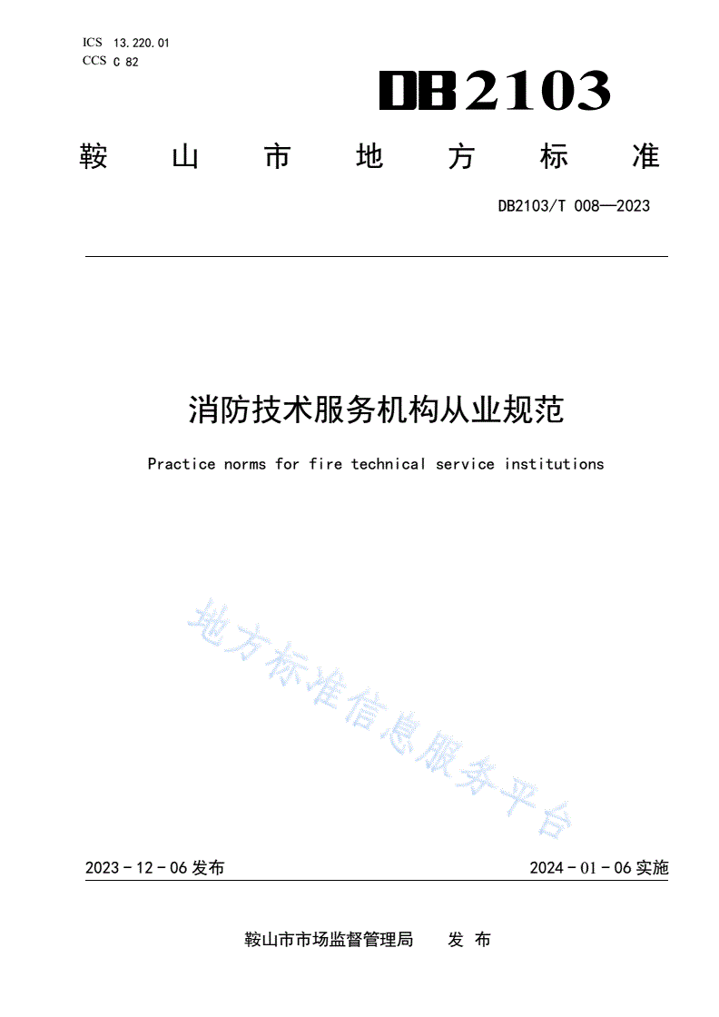 DB2103/T 008-2023 消防技术服务机构从业规范-第1页