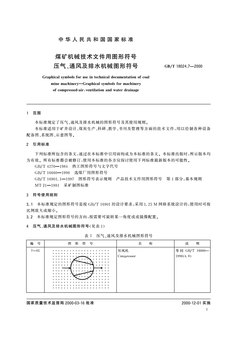 GB/T 18024.7-2000 煤矿机械技术文件用图形符号 压气、通风及排水机械图形符号-第3页