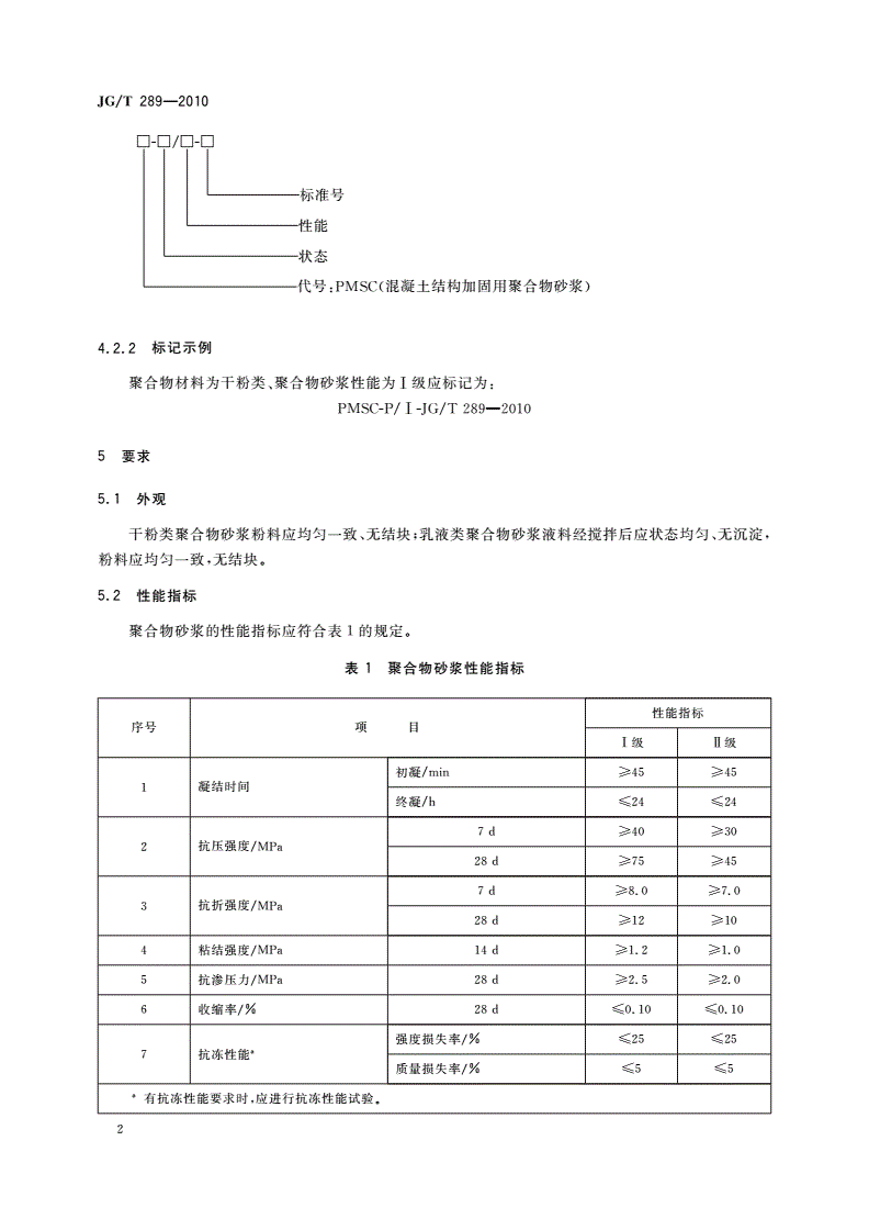 JG/T 289-2010 混凝土结构加固用聚合物砂浆-第3页