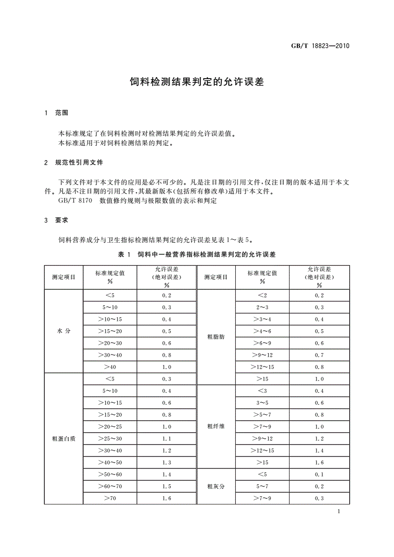 GB/T 18823-2010 饲料检测结果判定的允许误差-第3页