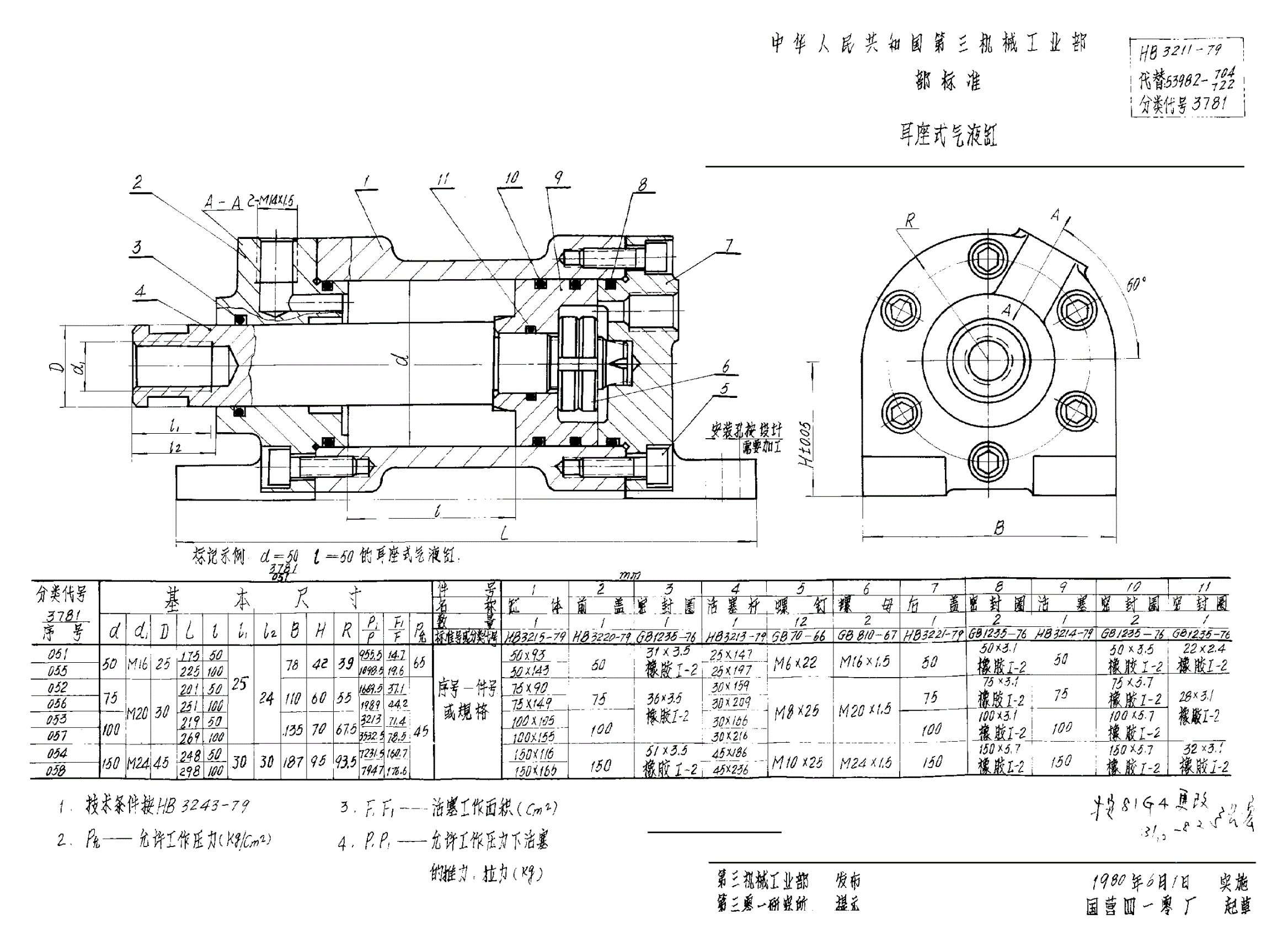 HB 3211-1979 耳座式气液缸-第1页