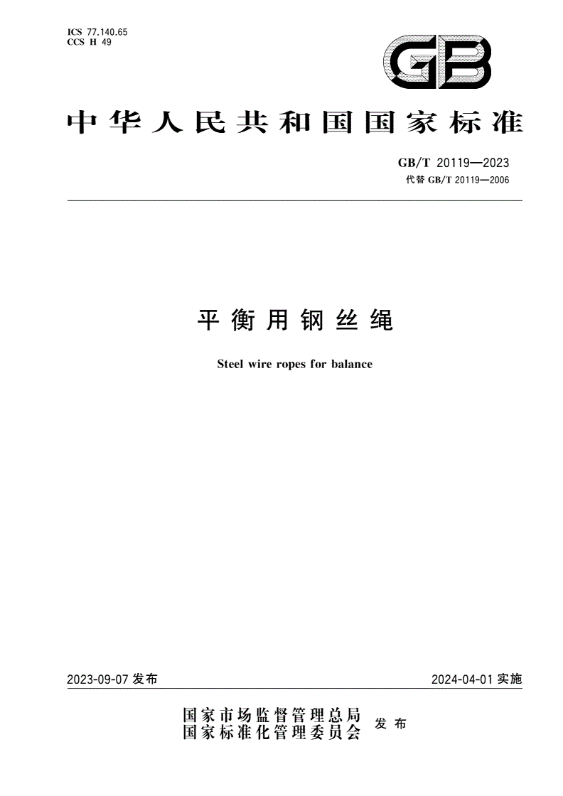 GB/T 20119-2023 平衡用钢丝绳-第1页