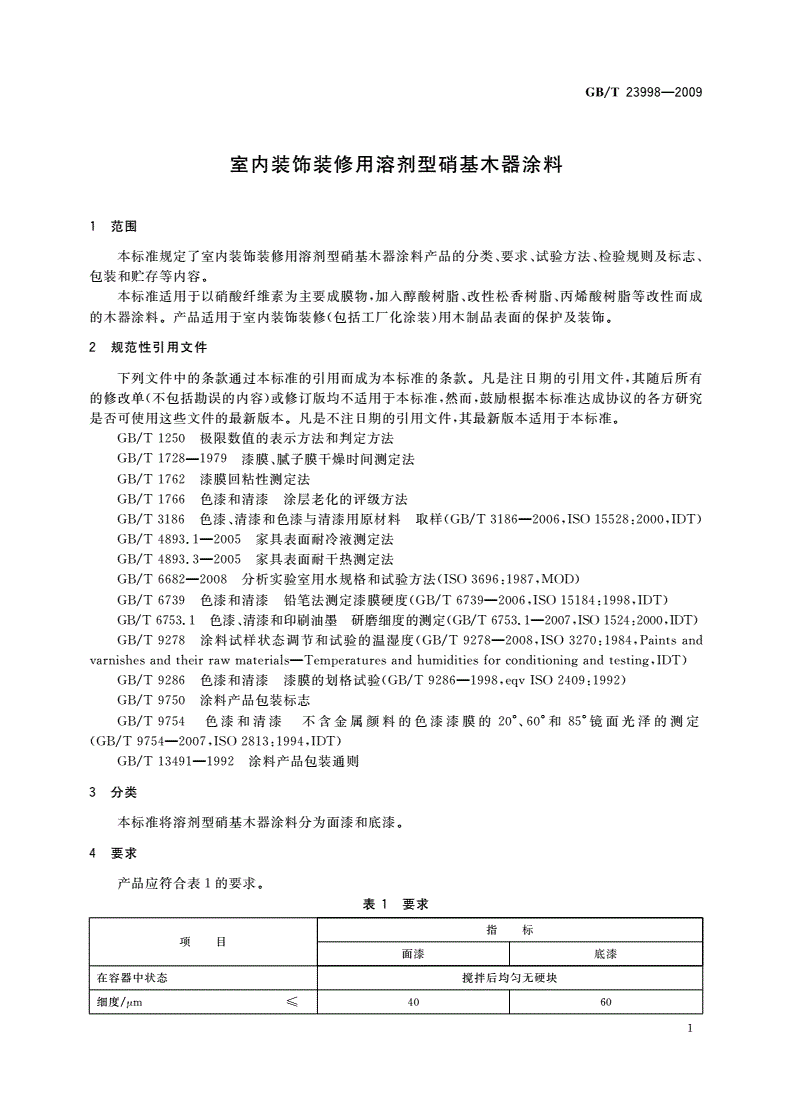 GB/T 23998-2009 室内装饰装修用溶剂型硝基木器涂料-第3页