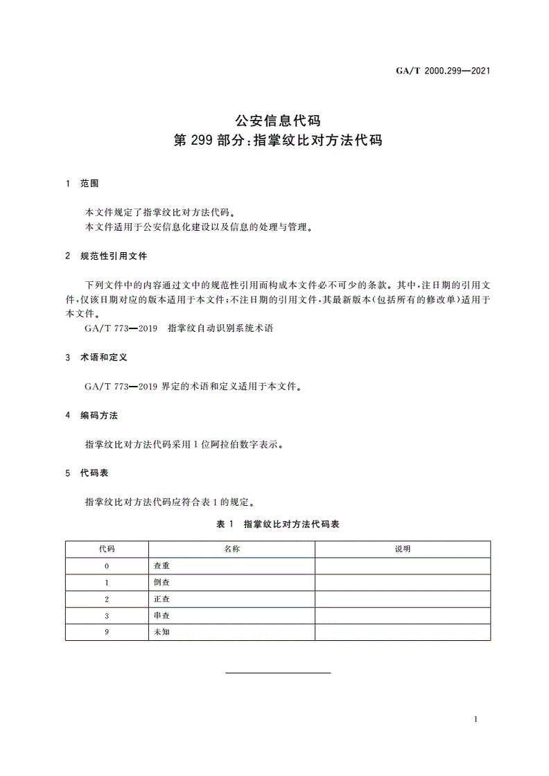 GA/T 2000.299-2021 公安信息代码 第299部分：指掌纹比对方法代码-第3页