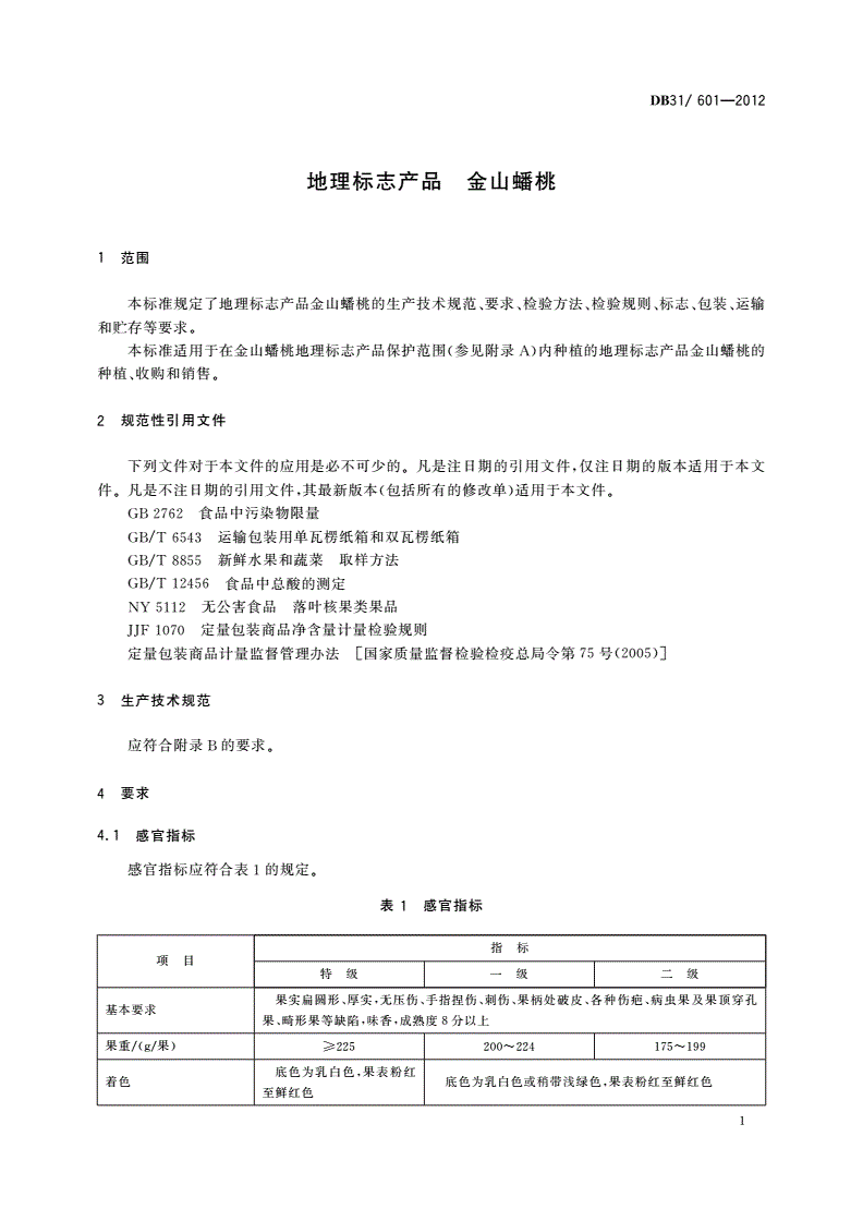 DB31/ 601-2012 地理标志产品 金山蟠桃-第3页
