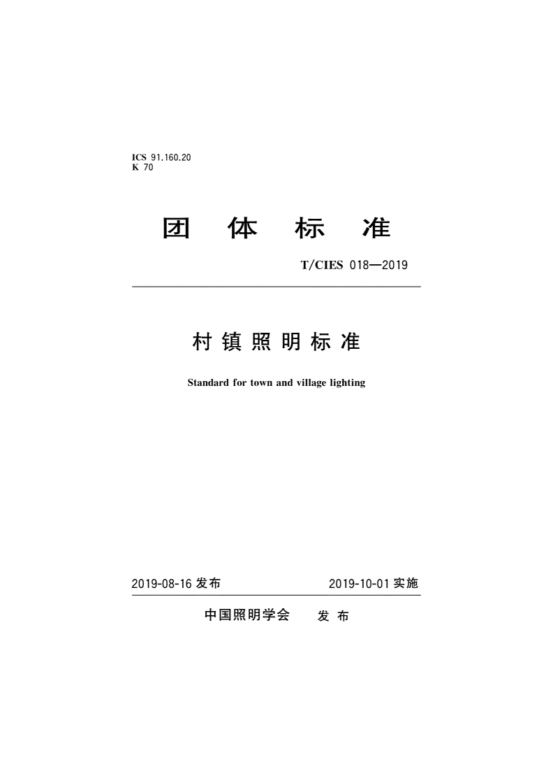 T/CIES 018-2019 村镇照明标准-第1页