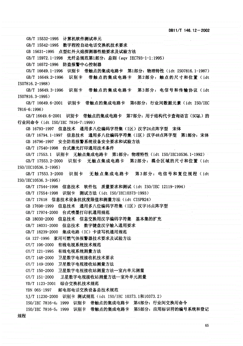 DB11/T 146.12-2002 建筑及住宅小区智能化工程检测验收规范 第12部分: 关键产品质量检测-第2页