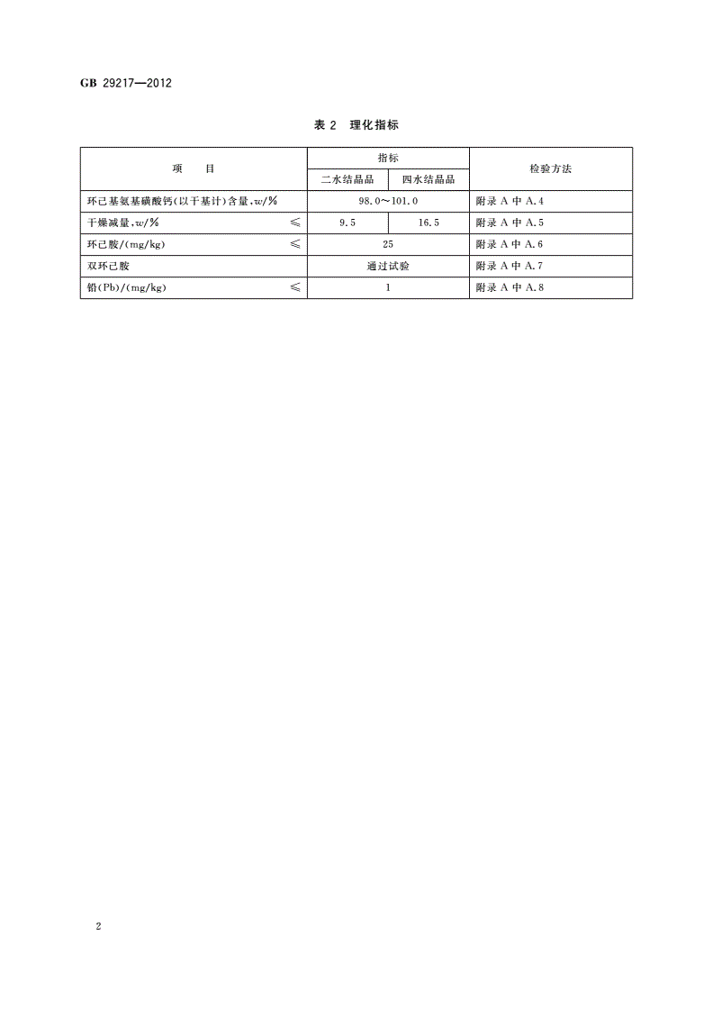 GB 29217-2012 食品安全国家标准 食品添加剂 环己基氨基磺酸钙-第3页