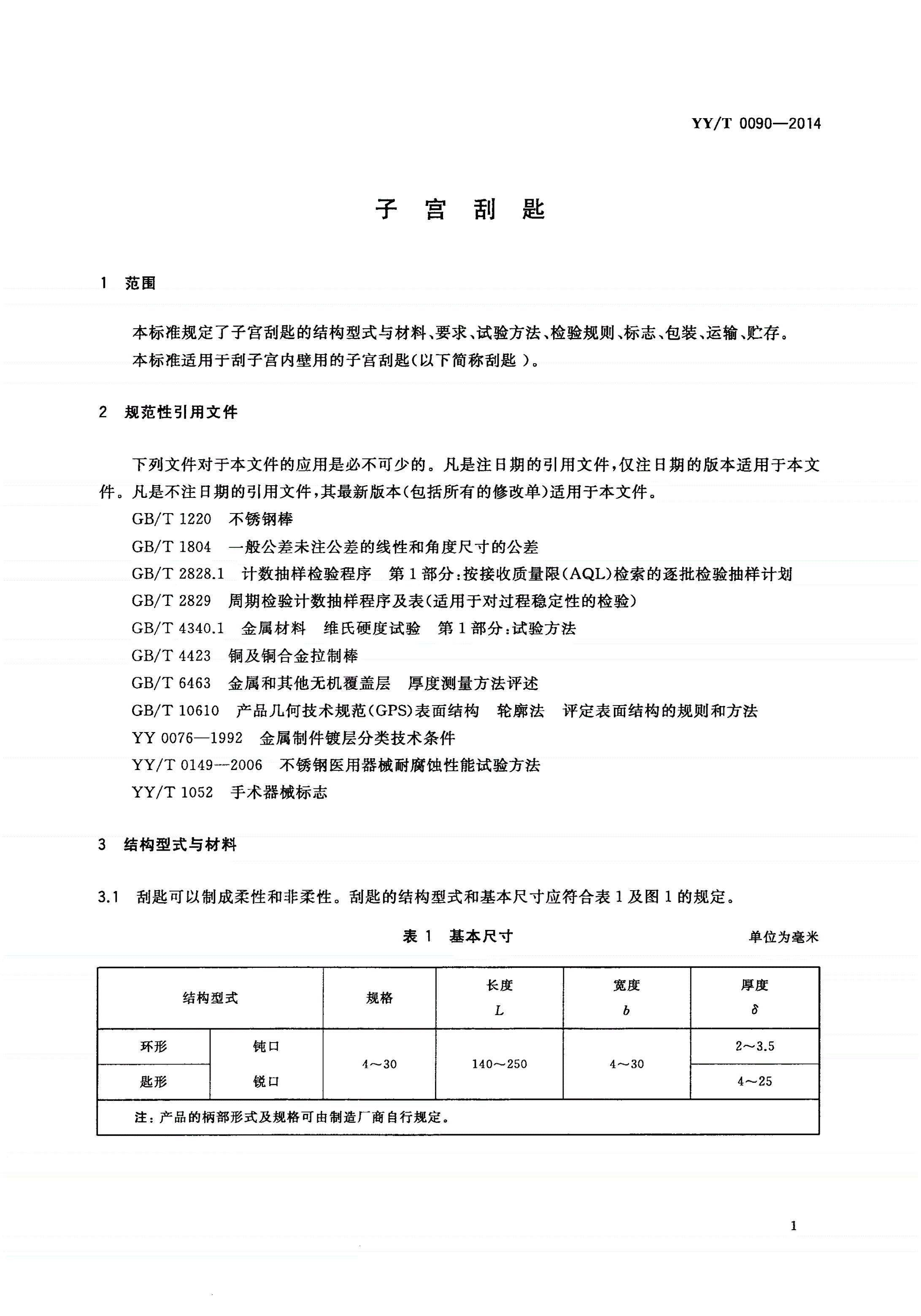 YY/T 0090-2014 子宫刮匙-第3页