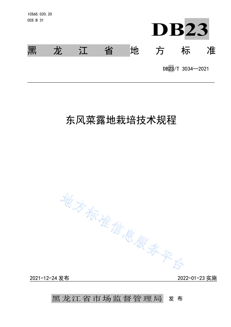 DB23/T 3034-2021 东风菜露地栽培技术规程-第1页