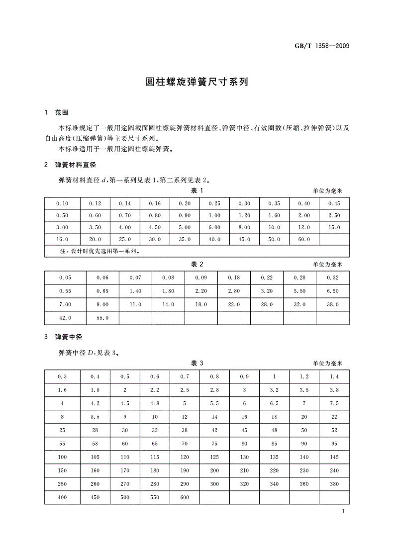 GB/T 1358-2009 圆柱螺旋弹簧尺寸系列-第3页