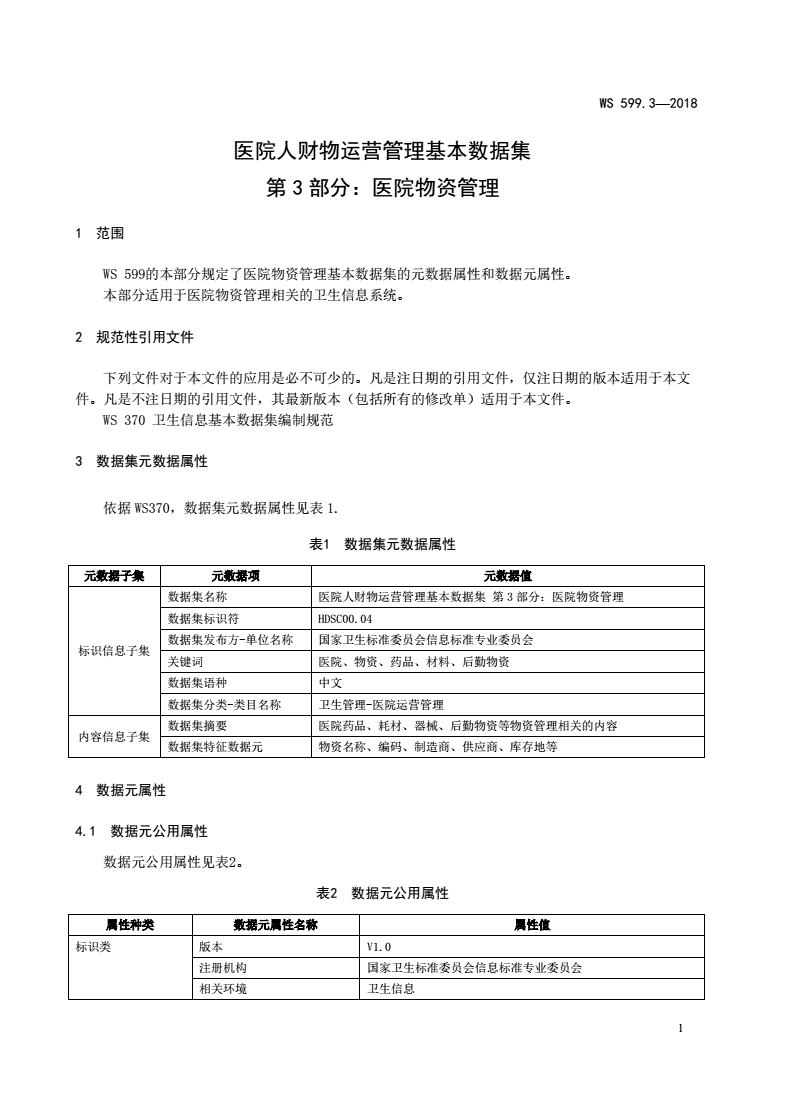 WS 599.3-2018 医院人财物运营管理基本数据集第3部分：医院物资管理-第3页
