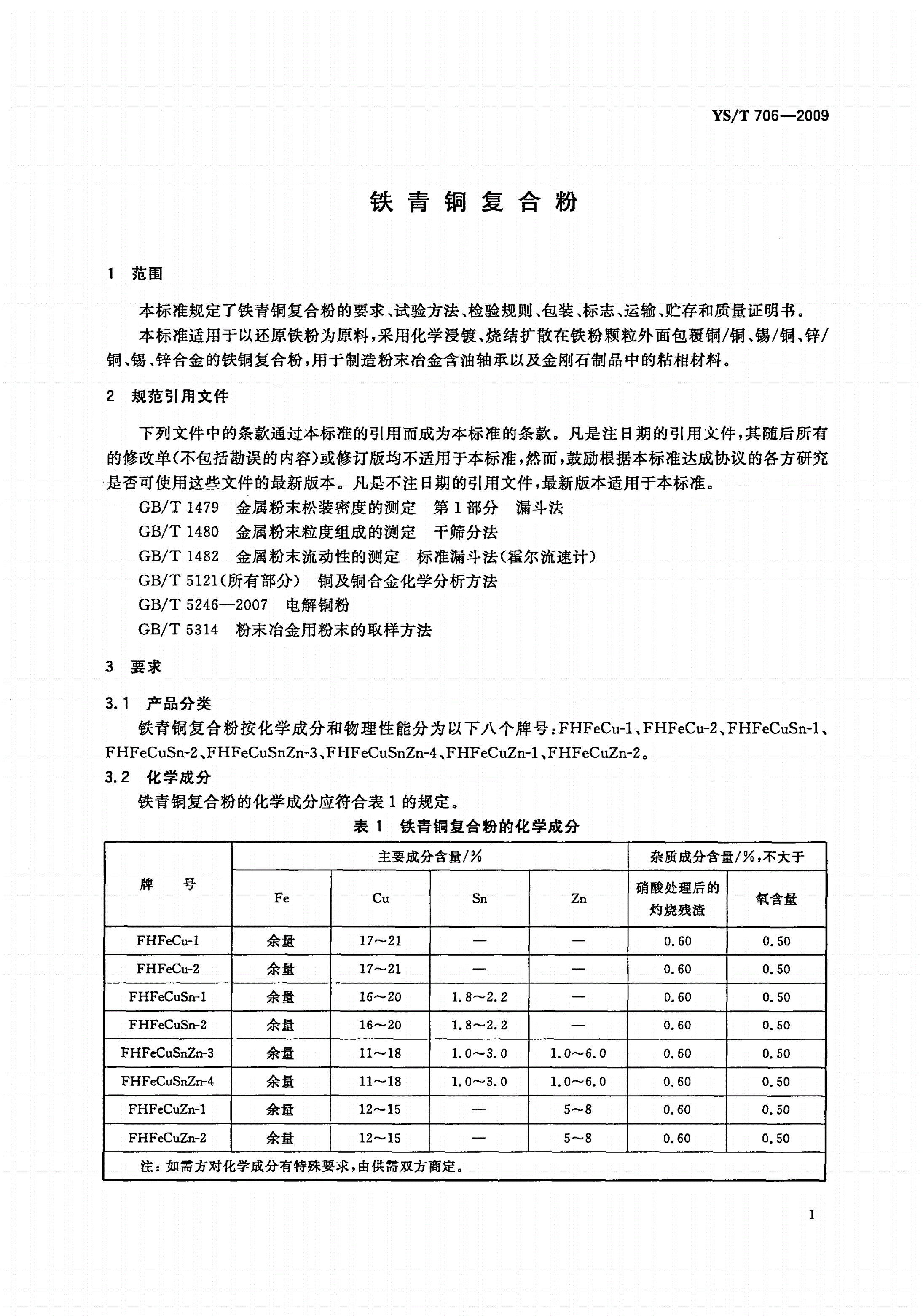 YS/T 706-2009 铁青铜复合粉-第3页