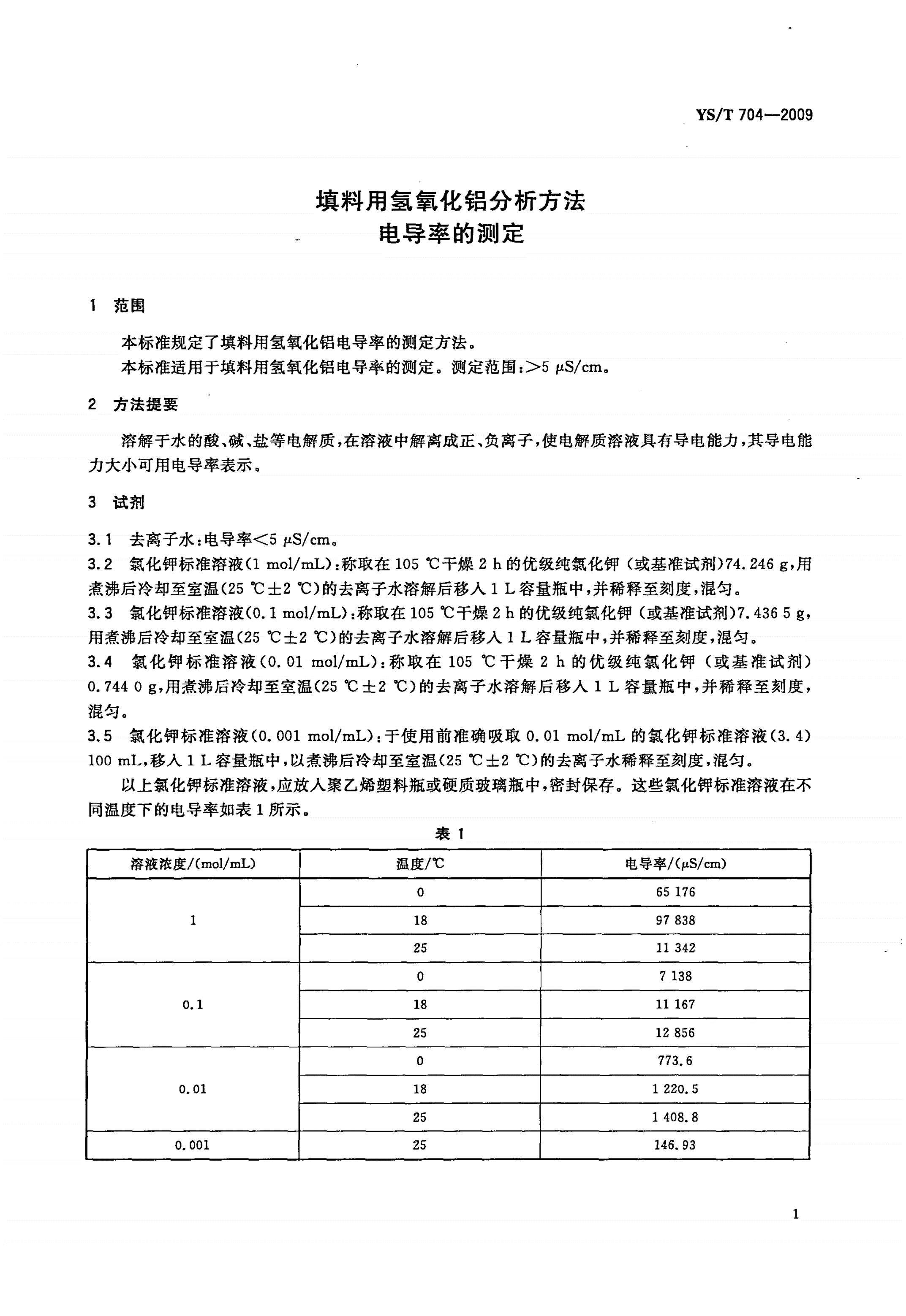 YS/T 704-2009 填料用氢氧化铝分析方法 电导率的测定-第3页