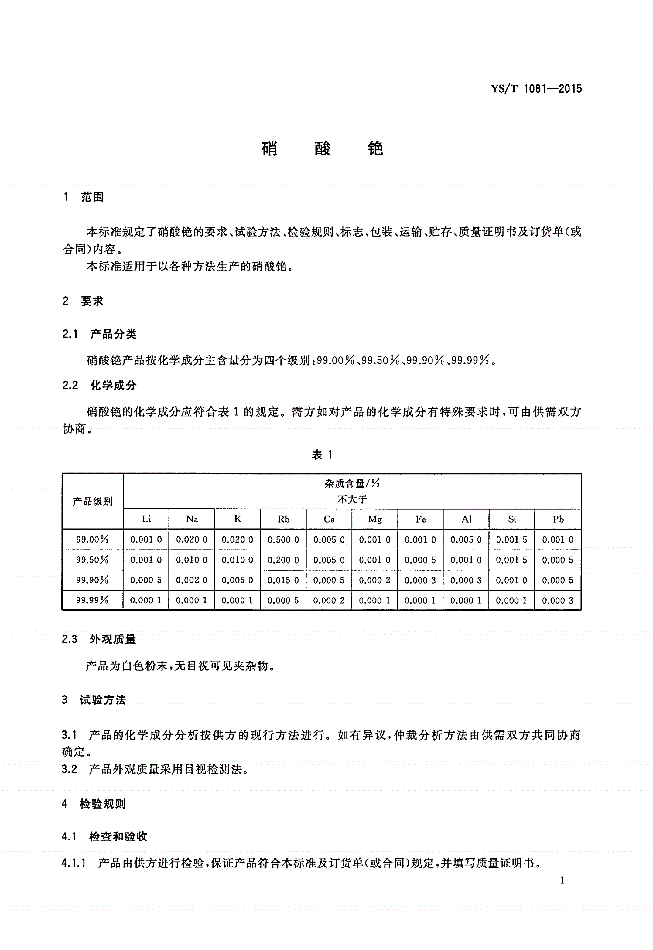 YS/T 1081-2015 硝酸铯-第3页
