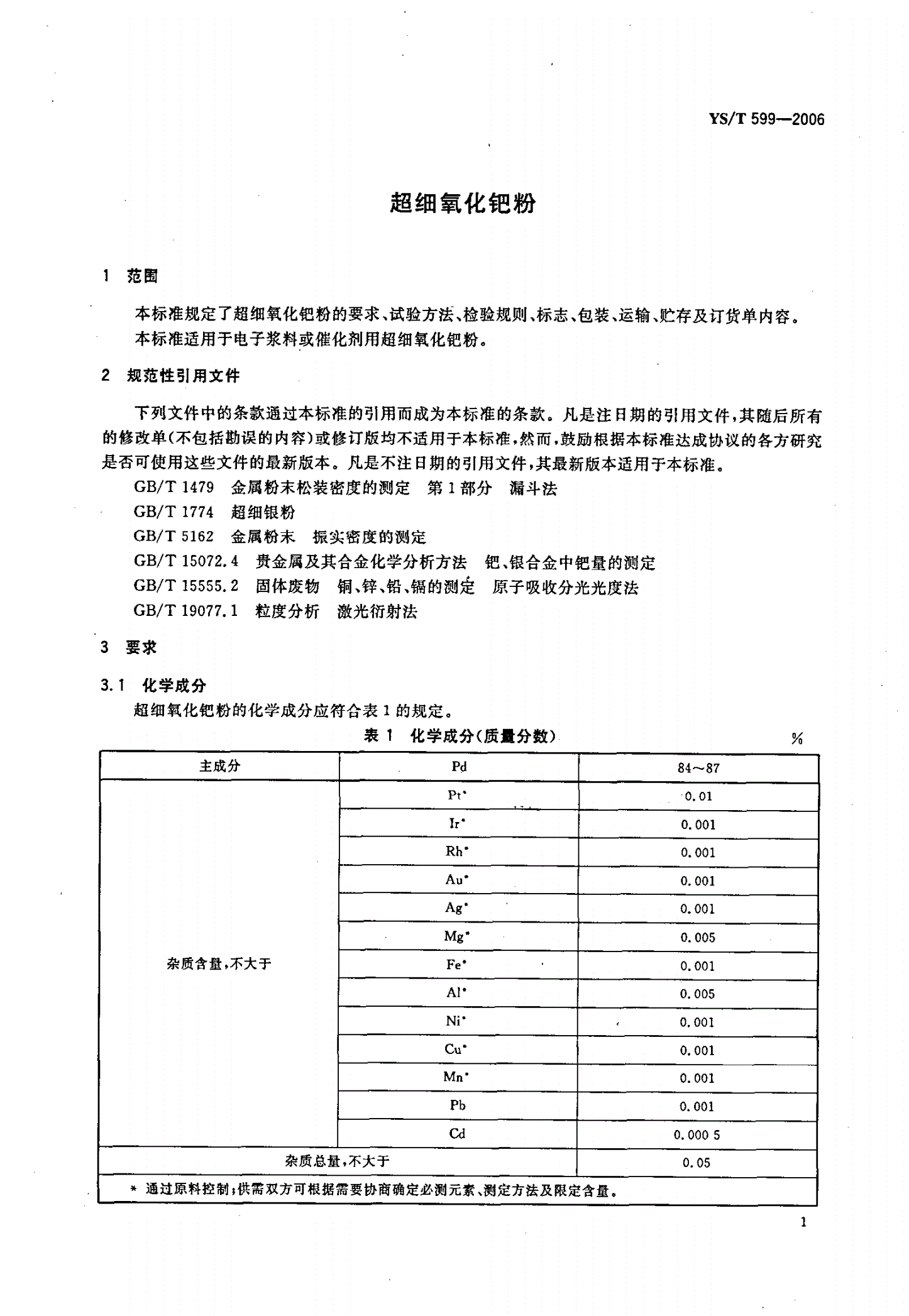 YS/T 599-2006 超细氧化钯粉-第3页