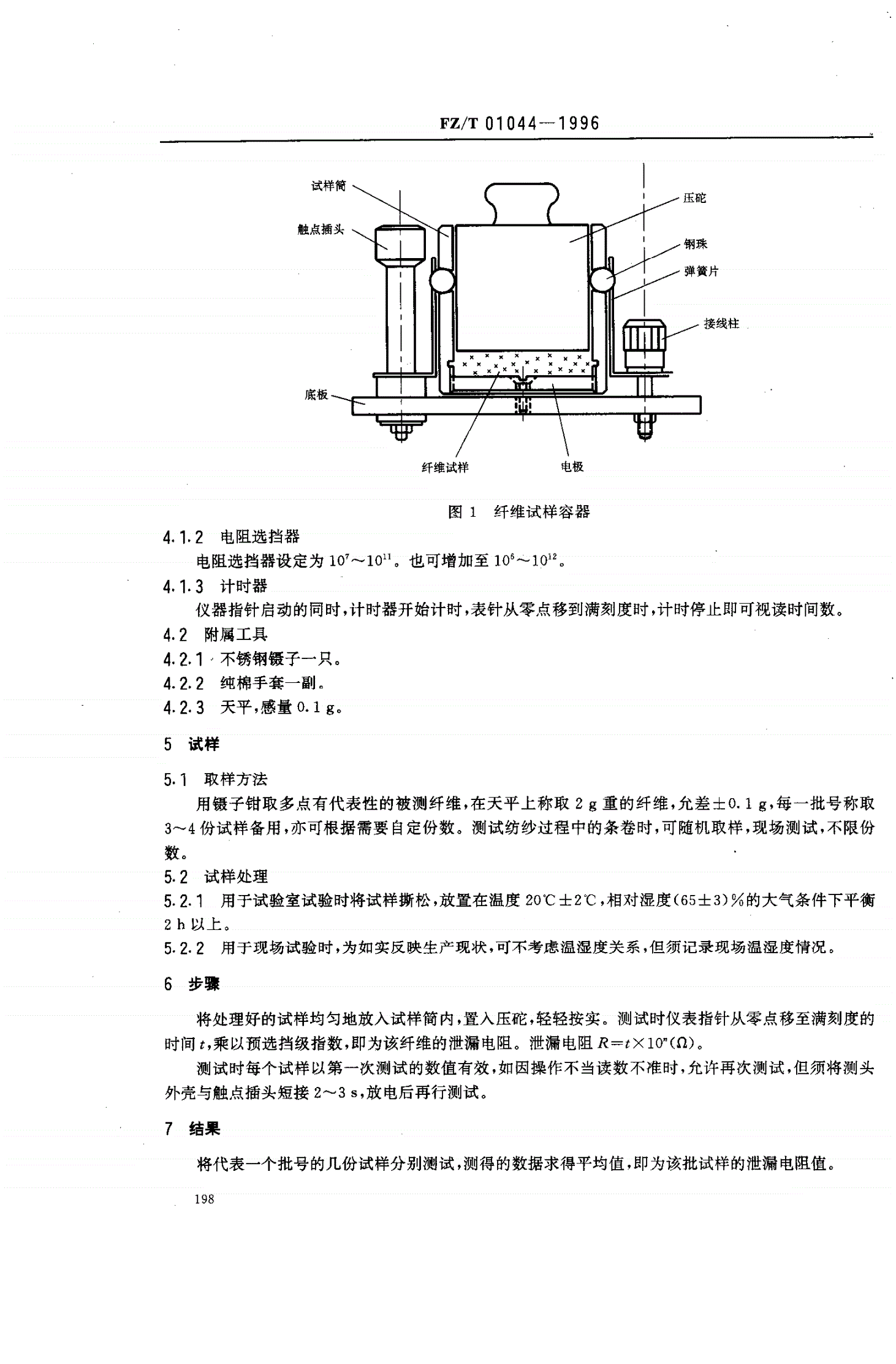 FZ/T 01044-1996 纺织材料  静电性能纤维泄漏电阻的测定-第3页
