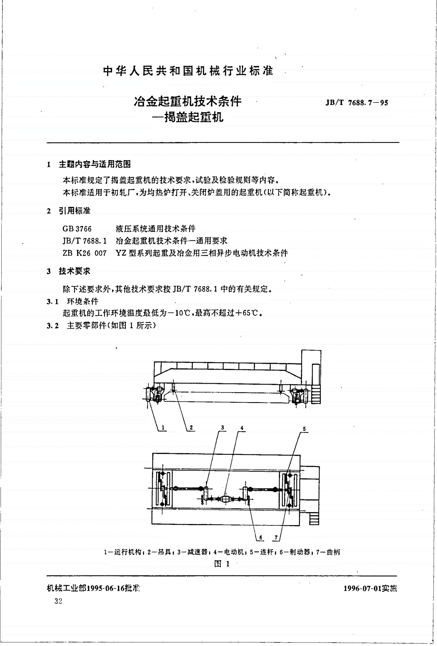 JB/T 7688.7-1995 冶金起重机技术条件 揭盖起重机-第1页