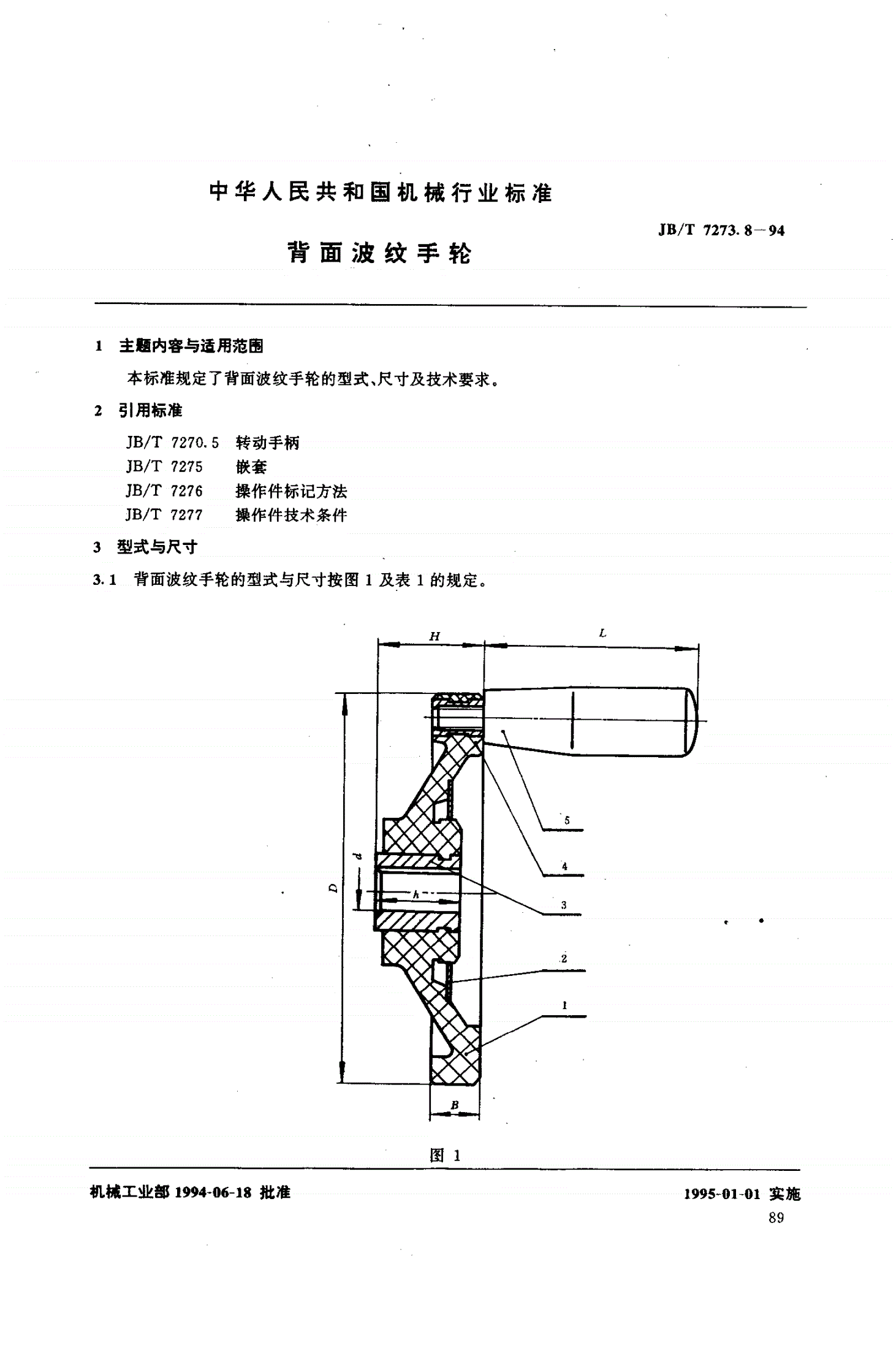 JB/T 7273.8-1994 背面波纹手轮-第1页