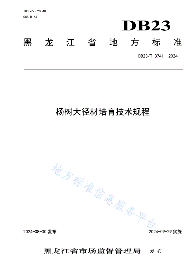 DB23/T 3741-2024 杨树大径材培育技术规程-第1页