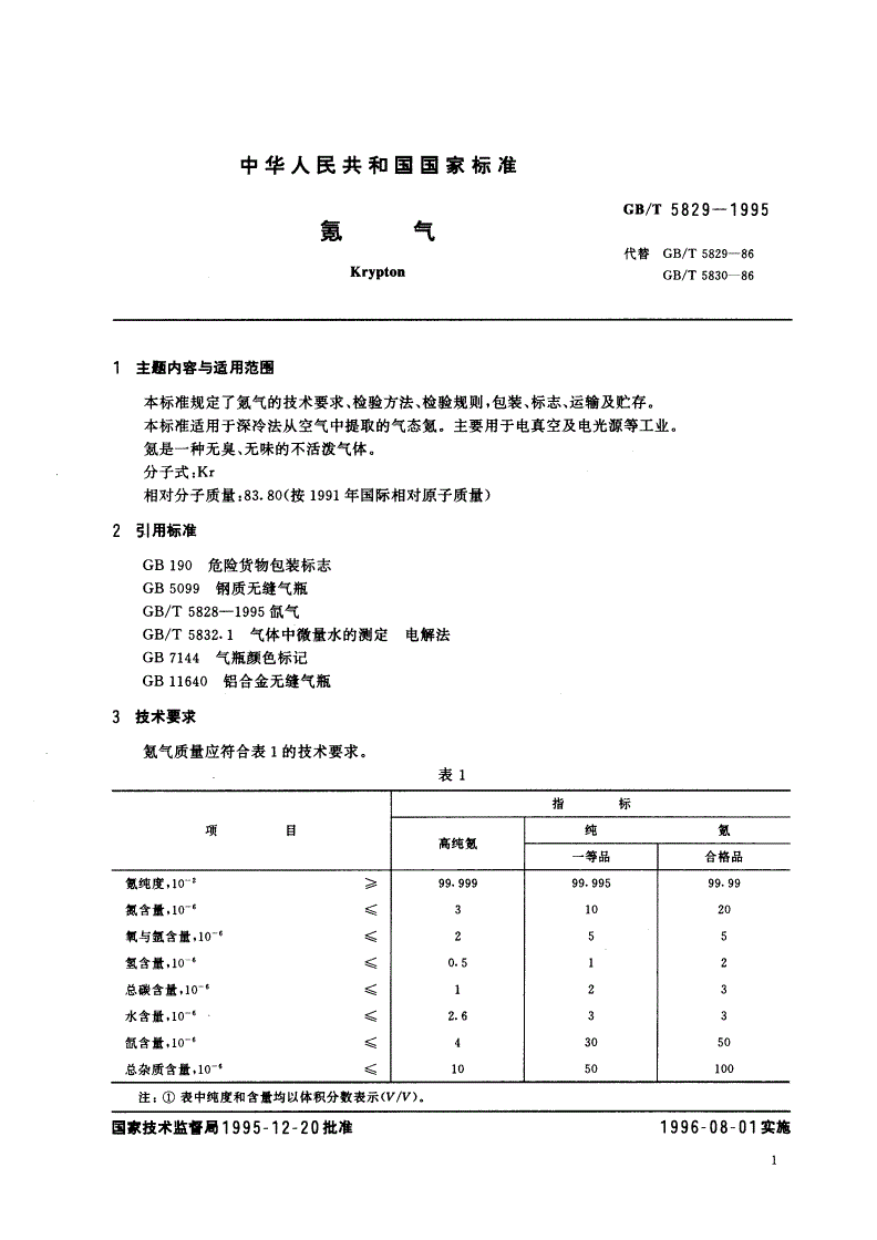 GB/T 5829-1995 氪气-第2页