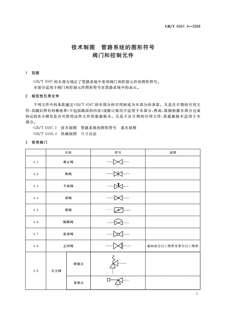GB/T 6567.4-2008 技术制图 管路系统的图形符号 阀门和控制元件-第3页
