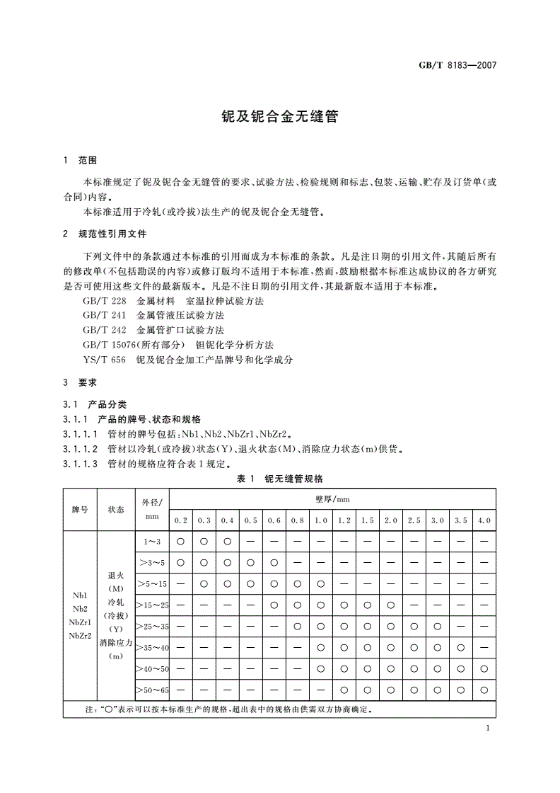 GB/T 8183-2007 铌及铌合金无缝管-第3页