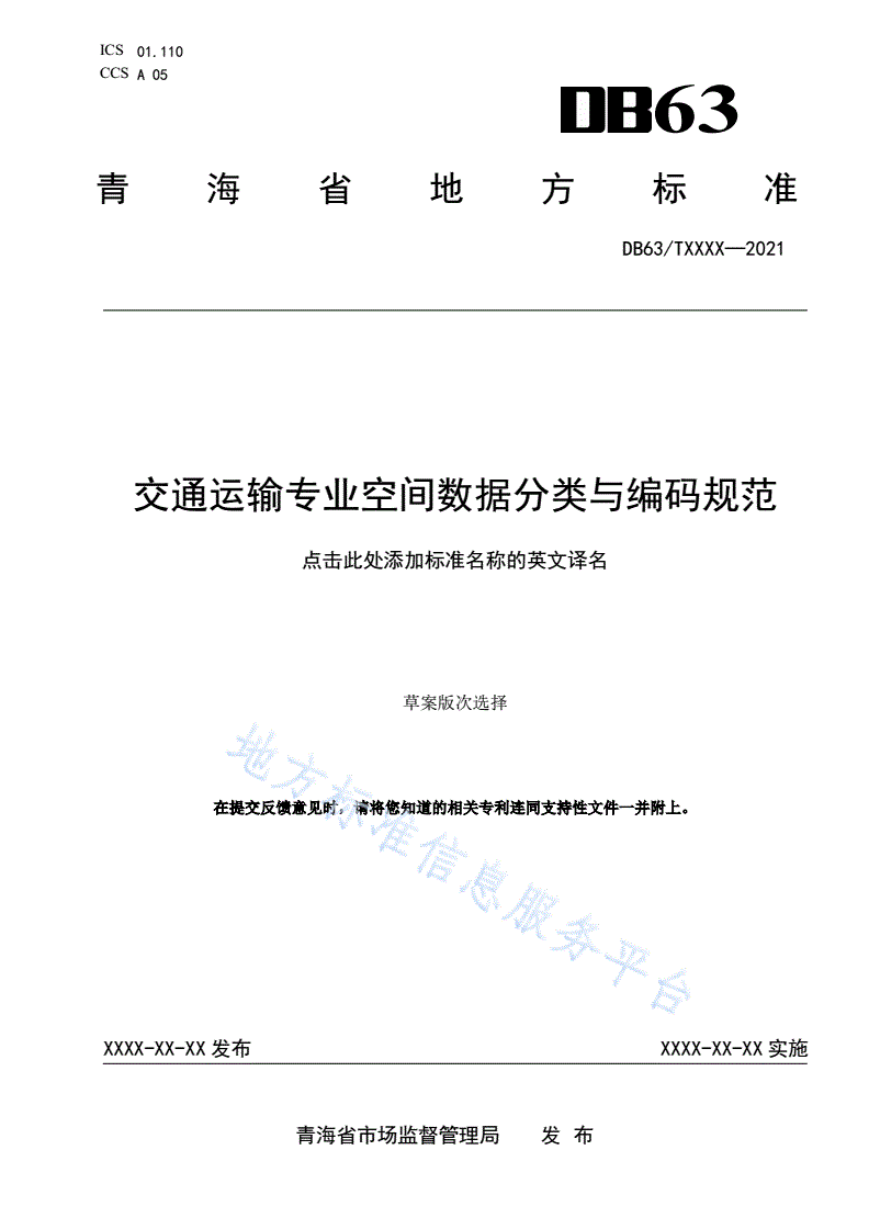 DB63/T 1921-2021 交通运输专业空间数据分类与编码规范-第1页