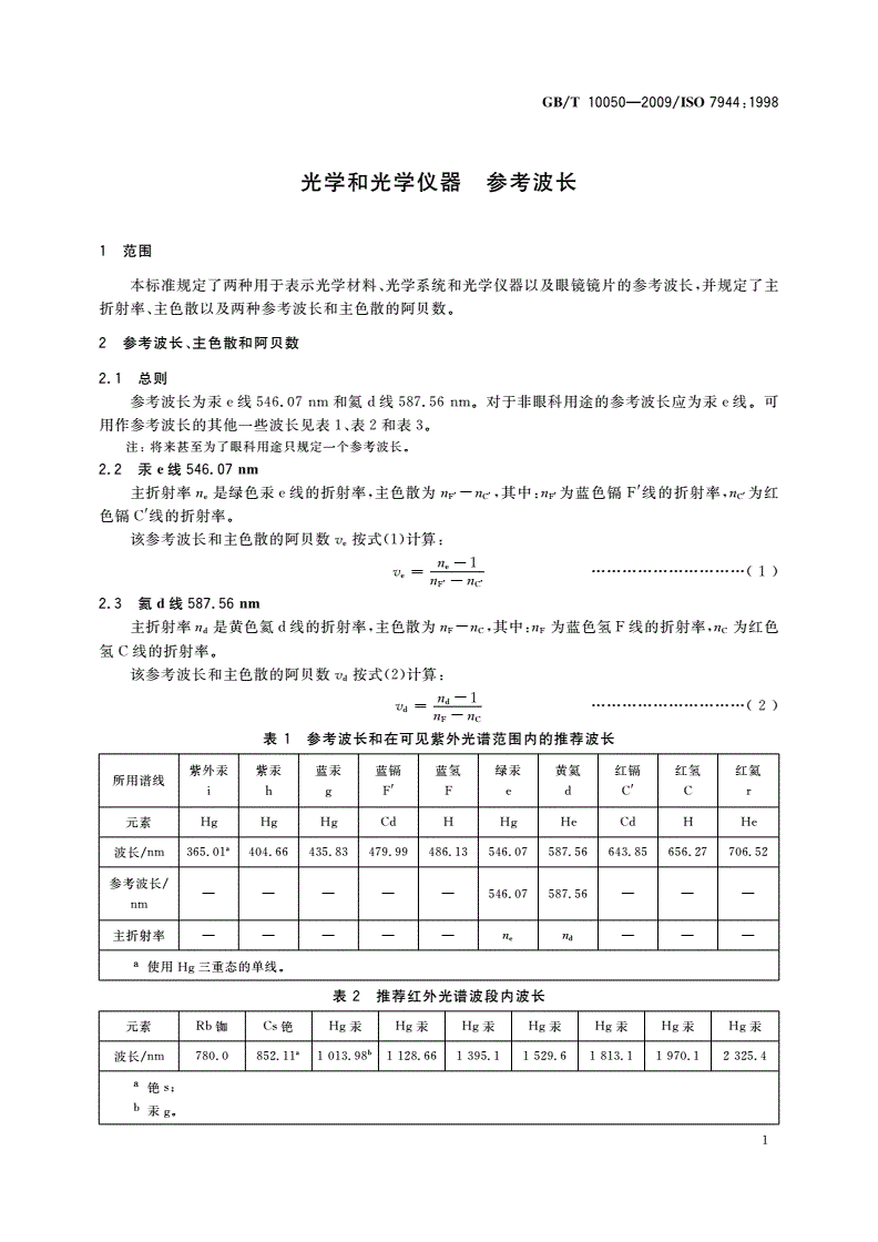 GB/T 10050-2009 光学和光学仪器 参考波长-第3页