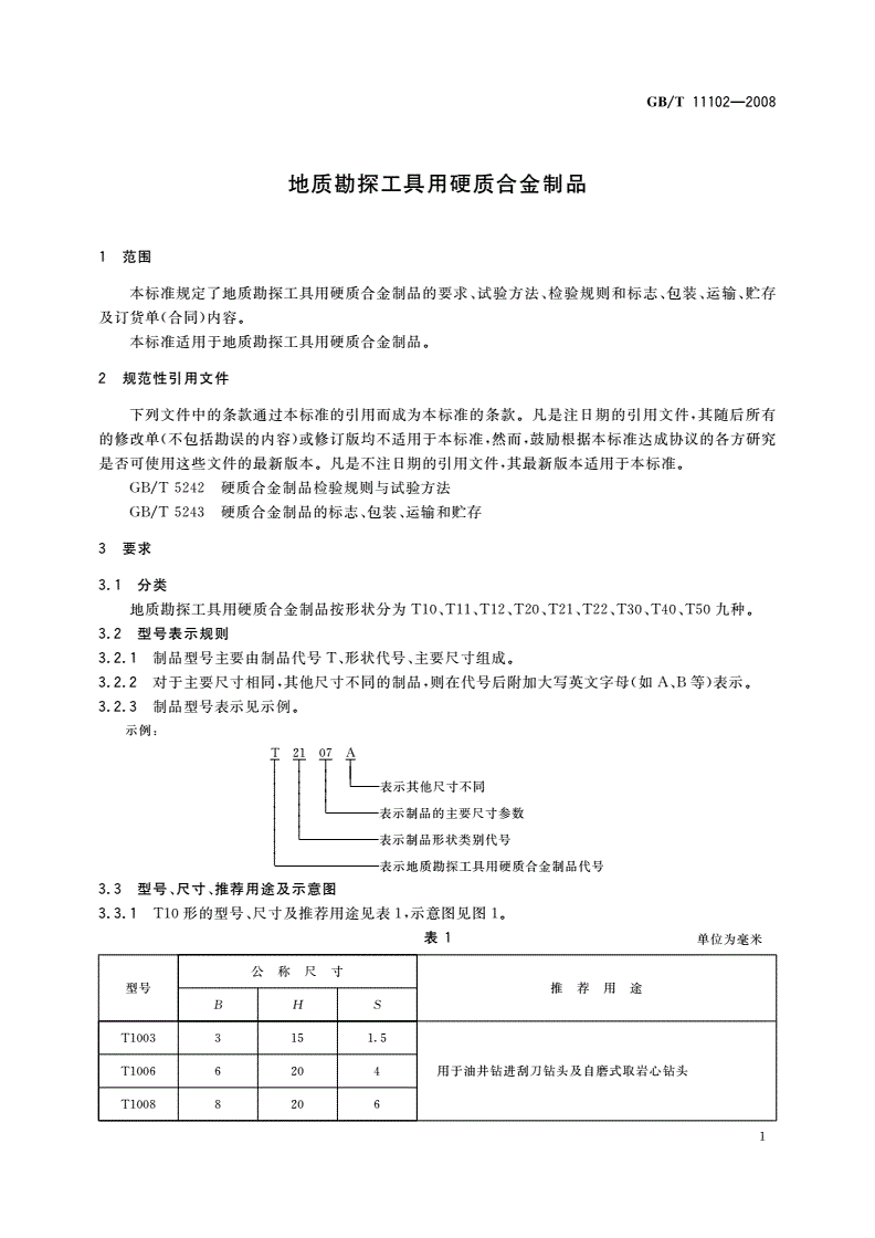 GB/T 11102-2008 地质勘探工具用硬质合金制品-第3页