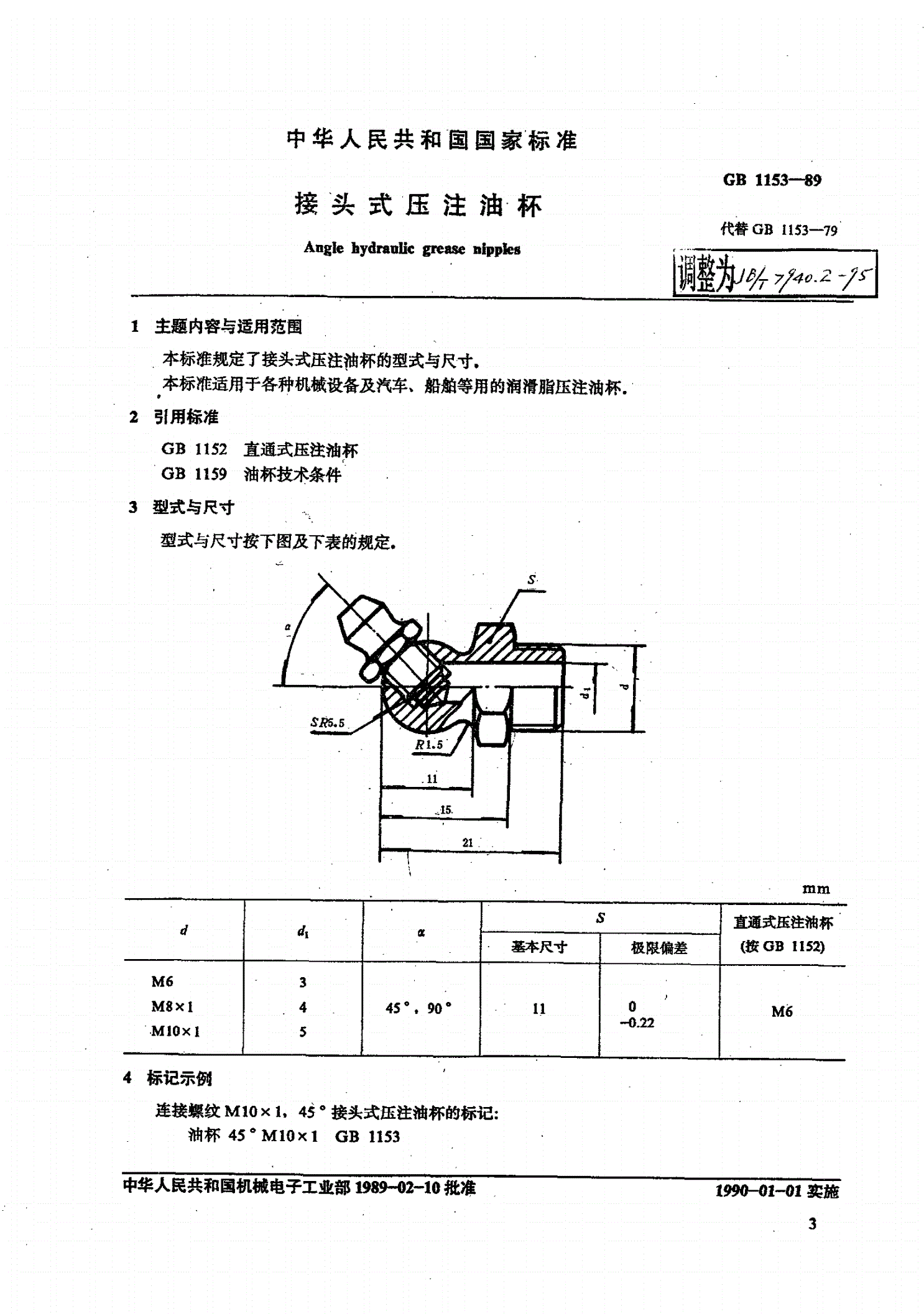 JB/T 7940.2-1995 接头式压注油杯-第1页