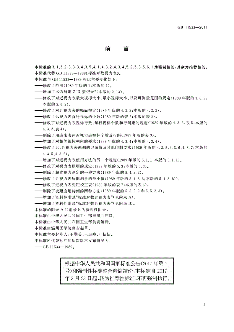 GB/T 11533-2011 标准对数视力表-第2页
