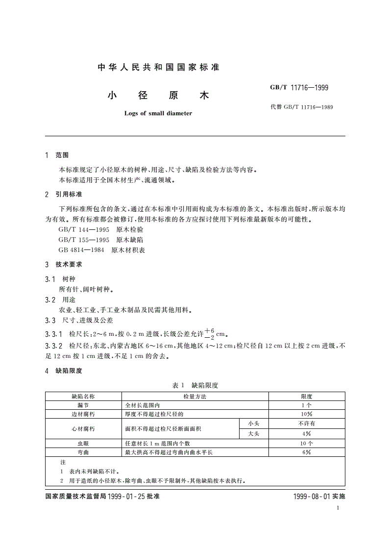 GB/T 11716-1999 小径原木-第3页