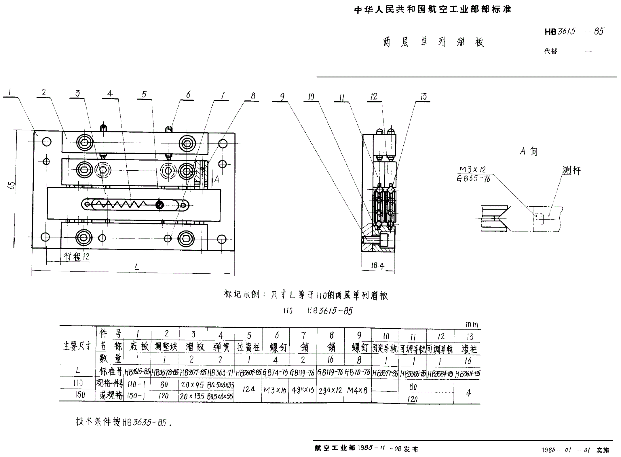 HB 3615-1985 两层单列溜板-第1页