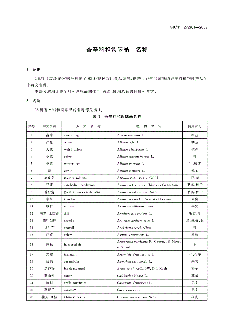 GB/T 12729.1-2008 香辛料和调味品 名称-第3页